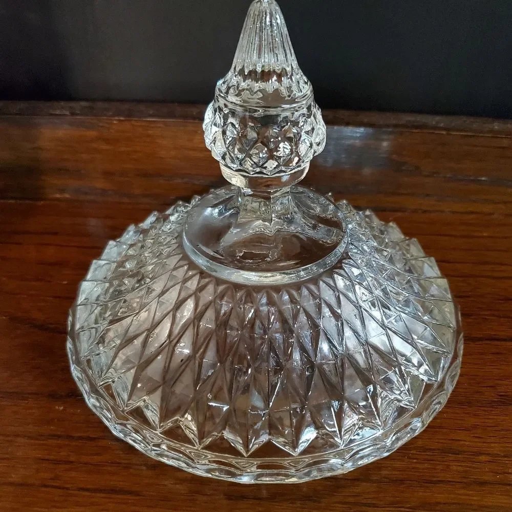 Vintage Diamond Point Clear with Ruby Rim Band Ice Bucket Indiana Glass